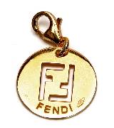 芬迪Fendi圆形镂空铜牌饰钥匙圈