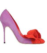 Manolo Blahnik紫拼红色高跟鞋