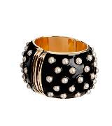 Moschino珍珠镶嵌式黑色手环
